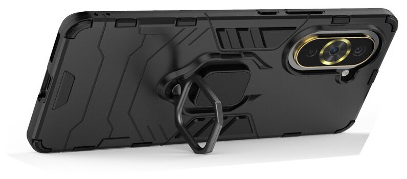 Противоударный чехол с кольцом Panther Case для Huawei Nova 10 Pro черный