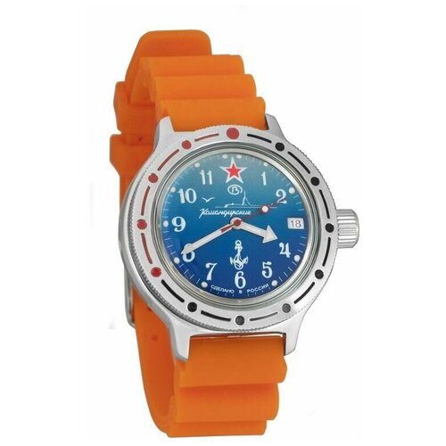 фото Часы мужские механические восток амфибия 420289 с автоподзаводом (резина оранжевая)