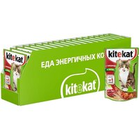 Kitekat влажный корм для взрослых кошек всех пород, говядина в желе 85г х 28шт