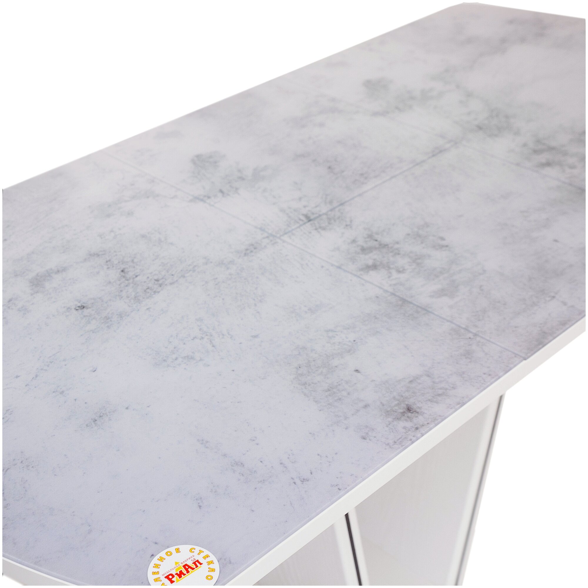 Стол раздвижной вектор 110/145х70, стекло серый цемент опти вайт, опора белая - фотография № 10