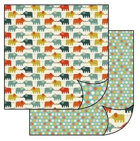 Бумага двухсторонняя для скрапбукинга Слоны в стиле ретро, 1 лист