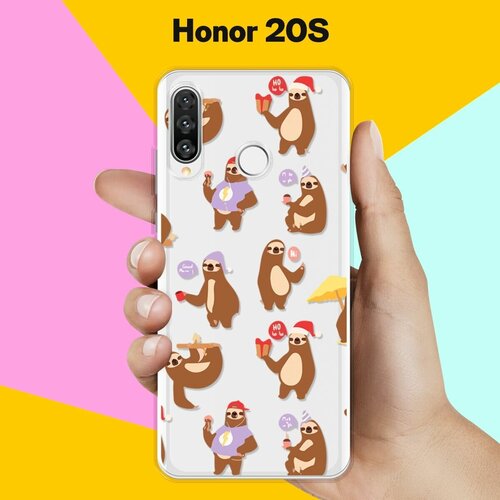 Силиконовый чехол Узор из ленивцев на Honor 20s силиконовый чехол на honor 20s узор из такс для хонор 20с