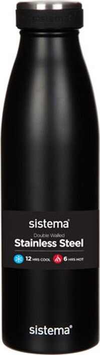 Бутылка стальная для воды Sistema "Hydrate" 500мл, черная, 550