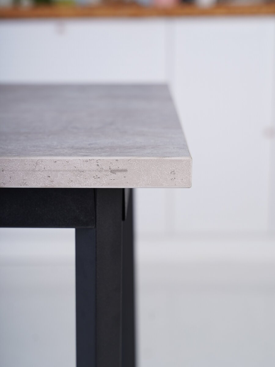 Стол кухонный обеденный раздвижной Алекс, ЛДСП Цемент, опоры металл, 100/130х60х75 см. - фотография № 9