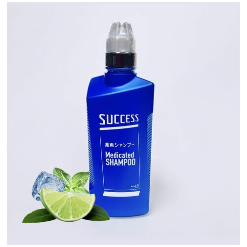 Kao Success Medicated Shampoo EX Cool Мужской лечебный шампунь освежающий против зуда, шелушения и перхоти Глубокое очищение и охлаждение 400 мл