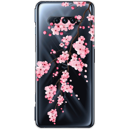 Силиконовый чехол на Xiaomi Black Shark 4S Pro / Сяоми Блэк Шарк 4S Про Розовая сакура, прозрачный