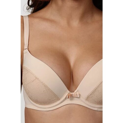 Бюстгальтер классика Primavera чашка с пуш-ап полупоролон кружевная формованная бретели съемные размер 80D бежевый 2405₽