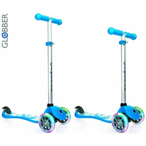 Детский 3-колесный самокат GLOBBER Primo Fantasy Lights голубой