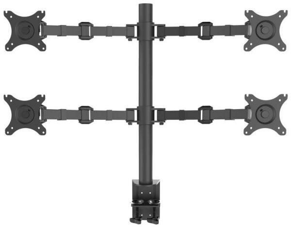 Кронштейн для 4-х мониторов ONKRON/ 10-32 макс. 100*100, струбцина, наклон -85?+90? поворот 360, вылет от основания 0-385мм, вертикальное перемещение