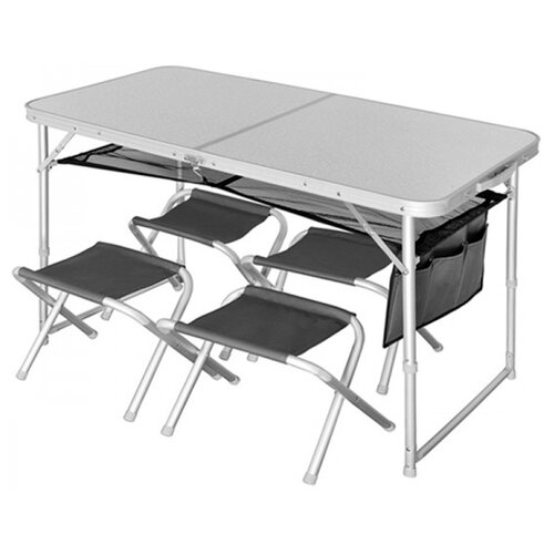 набор мебели norfin runn nf alu 120x60см стол 4 табурета Комплект NORFIN Runn NF серый