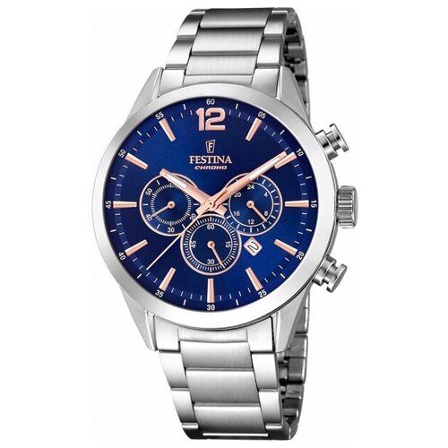 Наручные часы FESTINA Timeless Chrono, синий, серебряный наручные часы festina timeless chrono серебряный