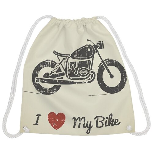 фото Joyarty рюкзак-мешок любовь и мотоцикл (bpa_9929) бежевый/черный