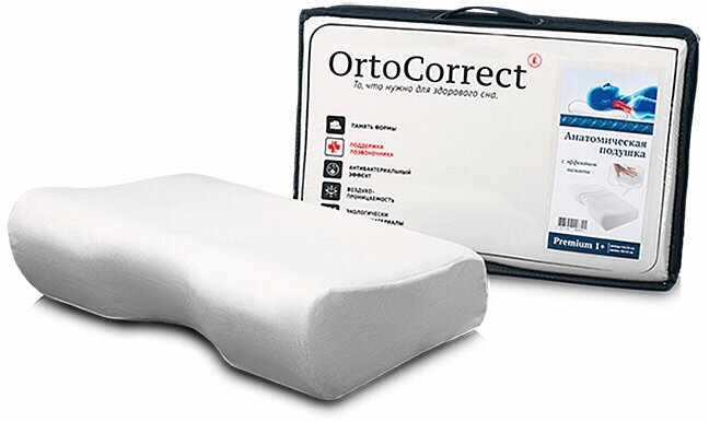 Подушка ORTOCORRECT Premium 1 Plus (54х34х10/14см) ± 2см