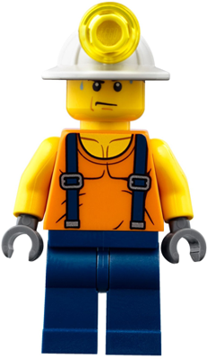 Минифигурка Lego Miner - Shirt with Straps, Dark Blue Legs, Mining Helmet, Sweat Drops cty0847