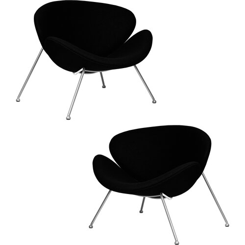 Набор 2 шт. Кресло дизайнерское DOBRIN EMILY, LMO-72, черный ткань AF9, хромированная сталь