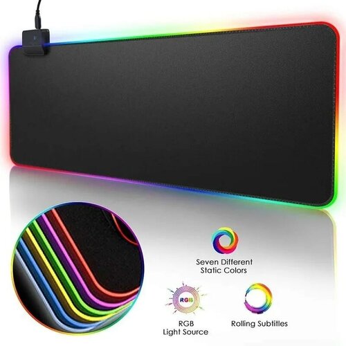 Коврик для мыши с RGB подсветкой 30x80см Черный