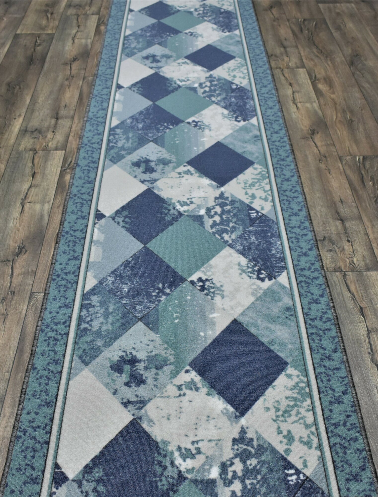 Ковровая дорожка на войлоке, Витебские ковры, с печатным рисунком, 1790, голубая, 0.8*5 м - фотография № 1