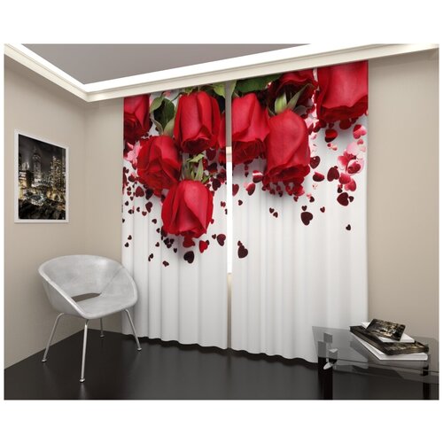 Фотошторы Арт Паула Розы в подарок Габардин В: 240 см Ш: 2*155 = 310 см