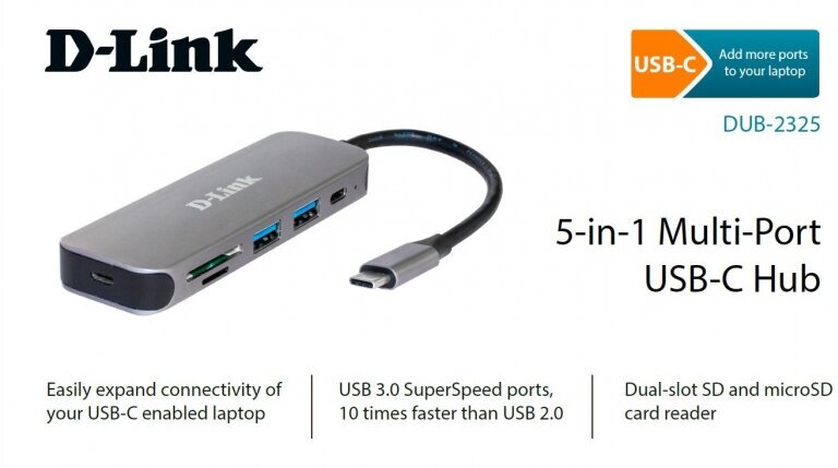 Разветвитель USB 2.0 D-Link DUB-2325 2порт. черный (DUB-2325/A1A)