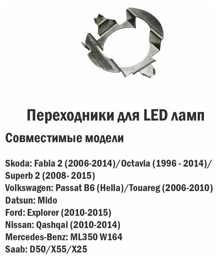 Адаптер переходник для установки светодиодных ламп H7 в Skoda Volkswagen Nissan Datsun 2