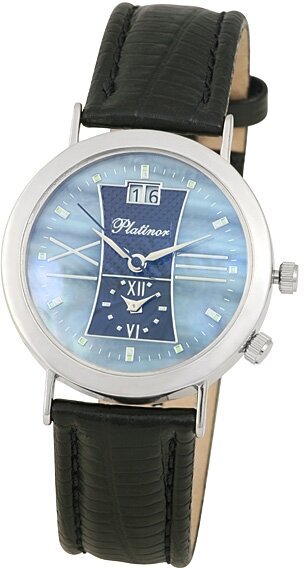 Наручные часы Platinor мужские, кварцевые, корпус серебро, 925 проба