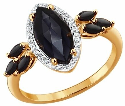 Кольцо Diamant online, красное золото, 585 проба, шпинель, фианит, агат