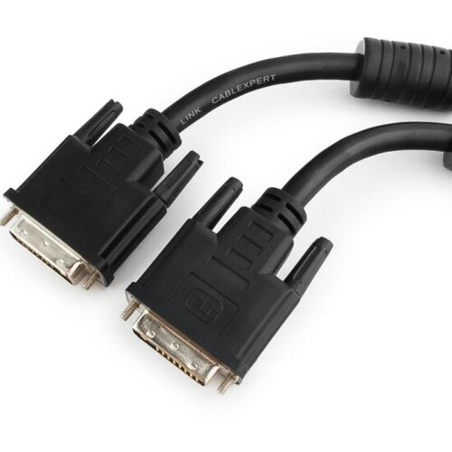 Кабель Cablexpert DVI-D dual link , 25M/25M, 10м, черный, феррит. кольца кабель vention dvi d dual link 25m 25m с ферритовым фильтром 3м