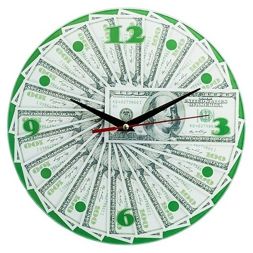 фото Часы настенные "100$", стеклянные эврика