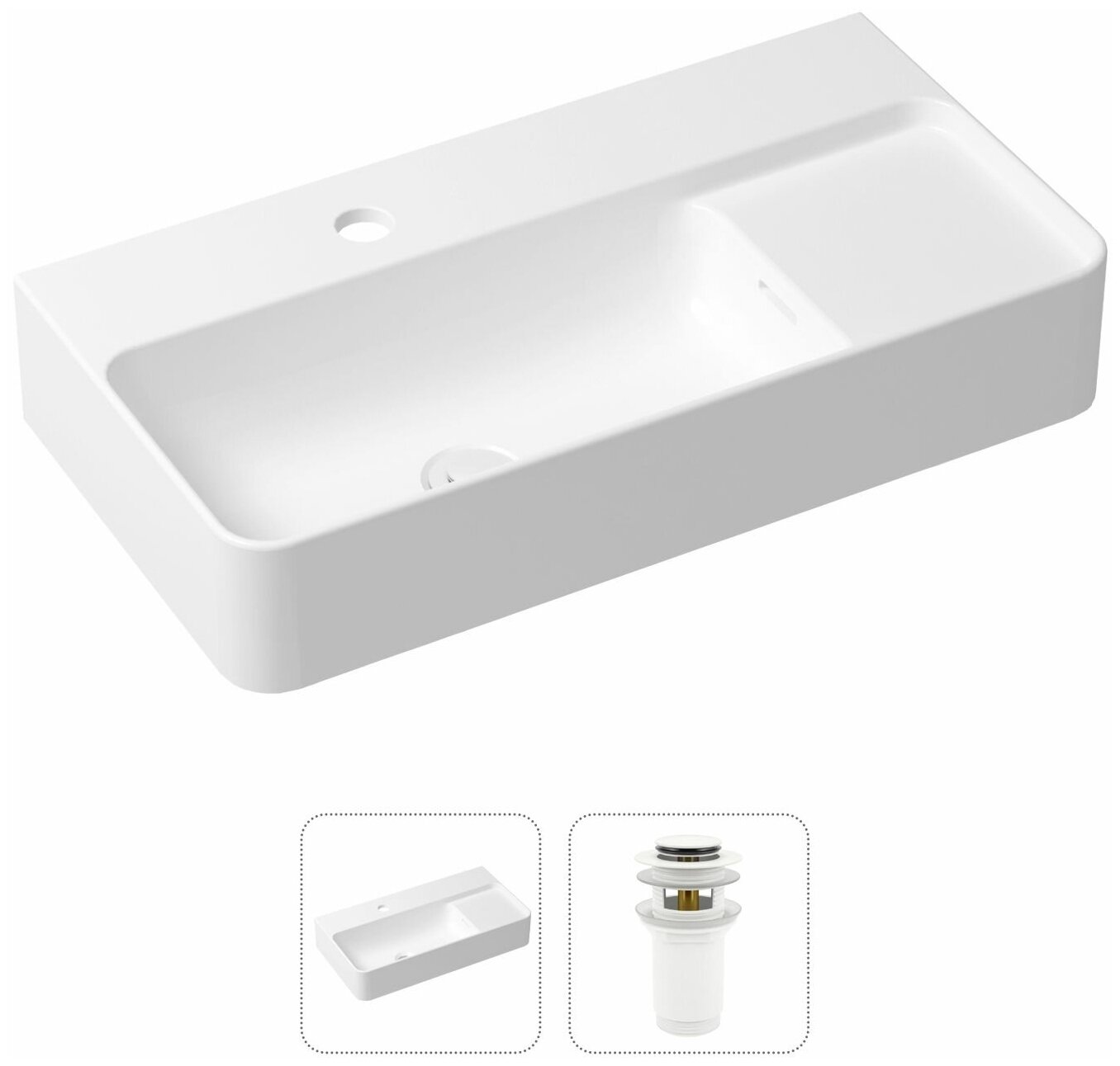 Комплект 2 в 1 Lavinia Boho Bathroom Sink 21520886: накладная фарфоровая раковина 60 см, донный клапан