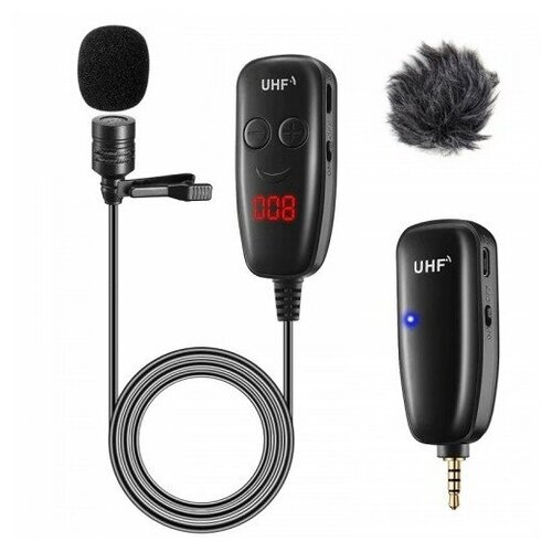 Беспроводной петличный микрофон TM8 UHF X016 LED с ветрозащитой 269000₽