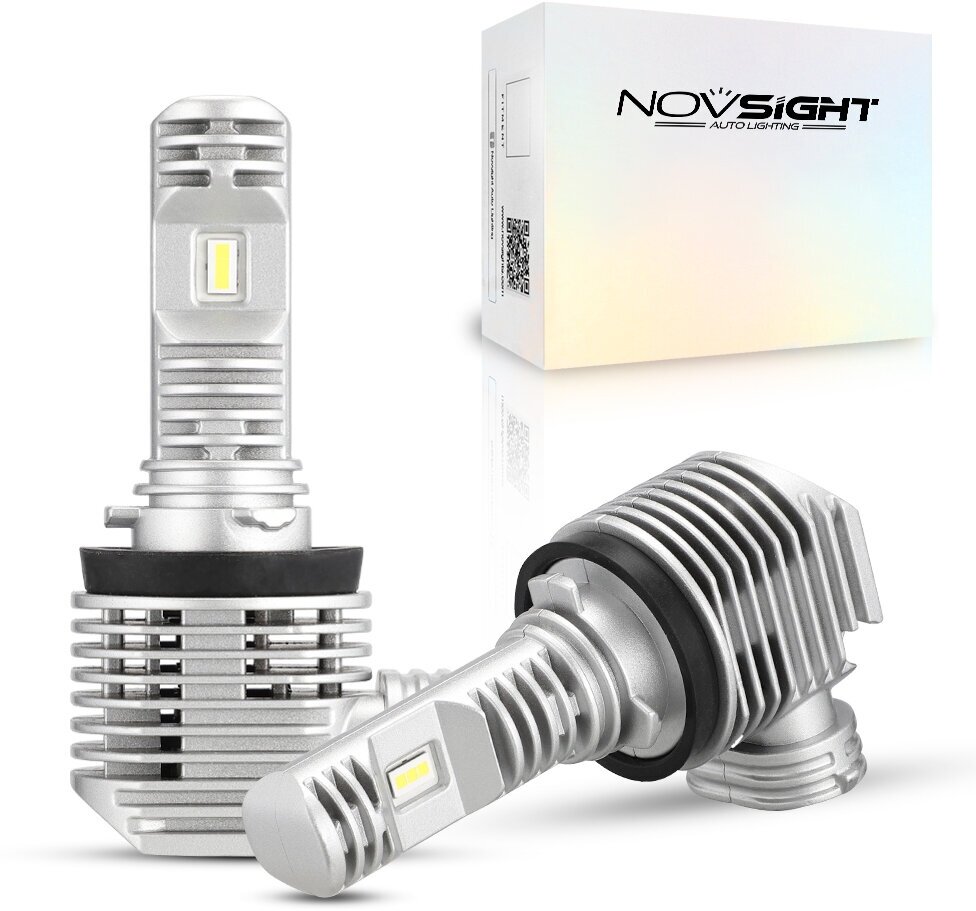 Светодиодная лампа Novsight N36 H11 цоколь PGJ19-2 50Вт 2шт 6000К 12000Лм белый свет LED автомобильная