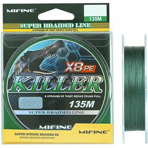 Плетеный шнур для рыбалки MIFINE KILLER X8PE (135м); (d - 0,14мм); (тест - 12,8кг)