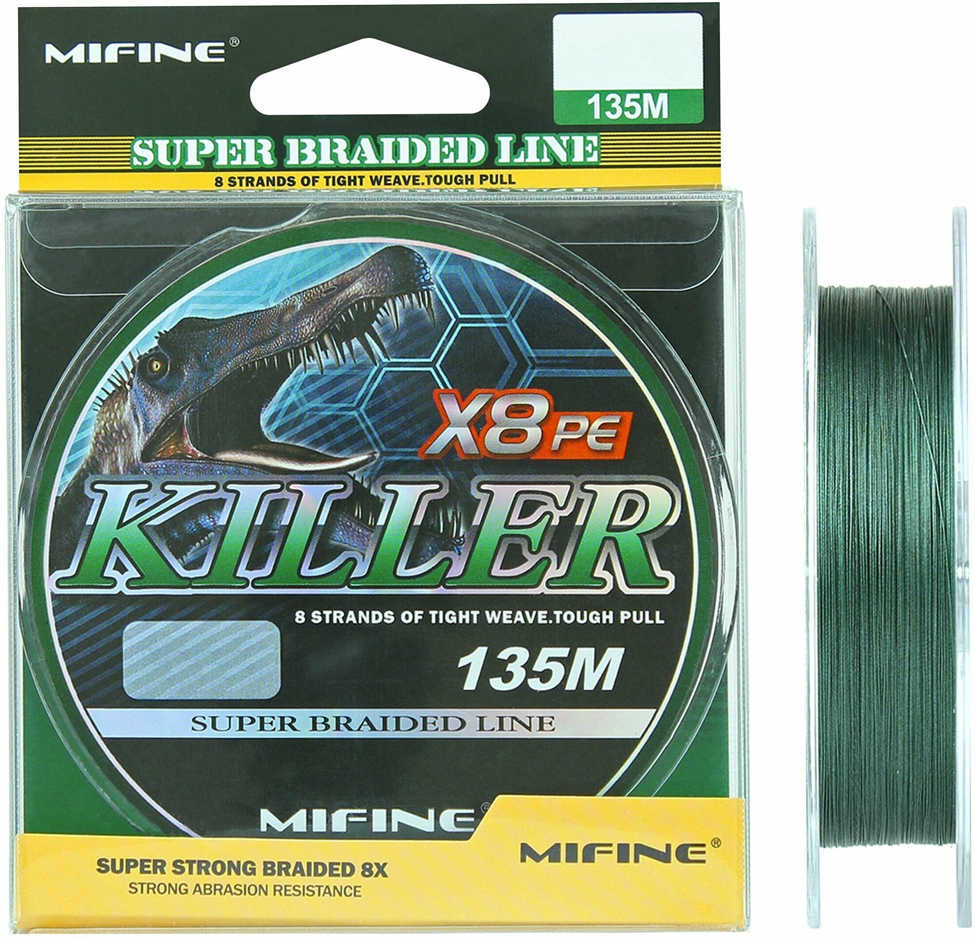 Плетеный шнур для рыбалки MIFINE KILLER X8PE (135м); (d - 0,1мм); (тест - 7,7кг)