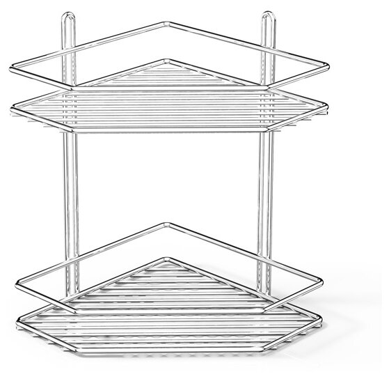 Полка для ванной комнаты угловая ES072 2 яруса 20*20*28 хром