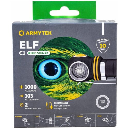 мультифонарь armytek elf c2 micro usb теплый свет Мультифонарь светодиодный Armytek Elf C1 Micro USB+18350, 1000 лм, аккумулятор