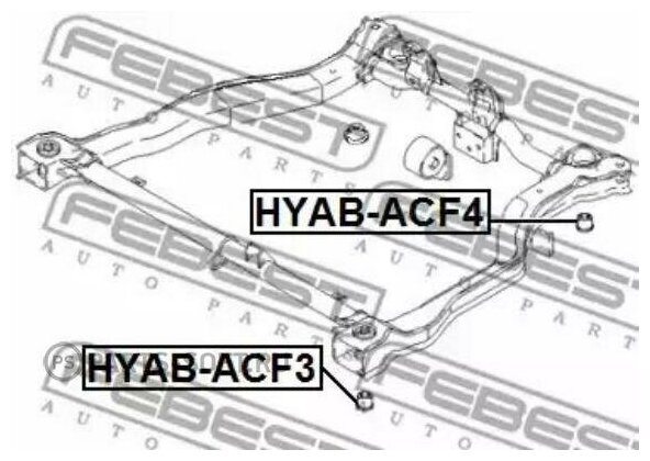 Сайленблок подрамника HYUNDAI ACCENT/VERNA 1999-2013 HYAB-ACF4 FEBEST HYAB-ACF4 | цена за 1 шт