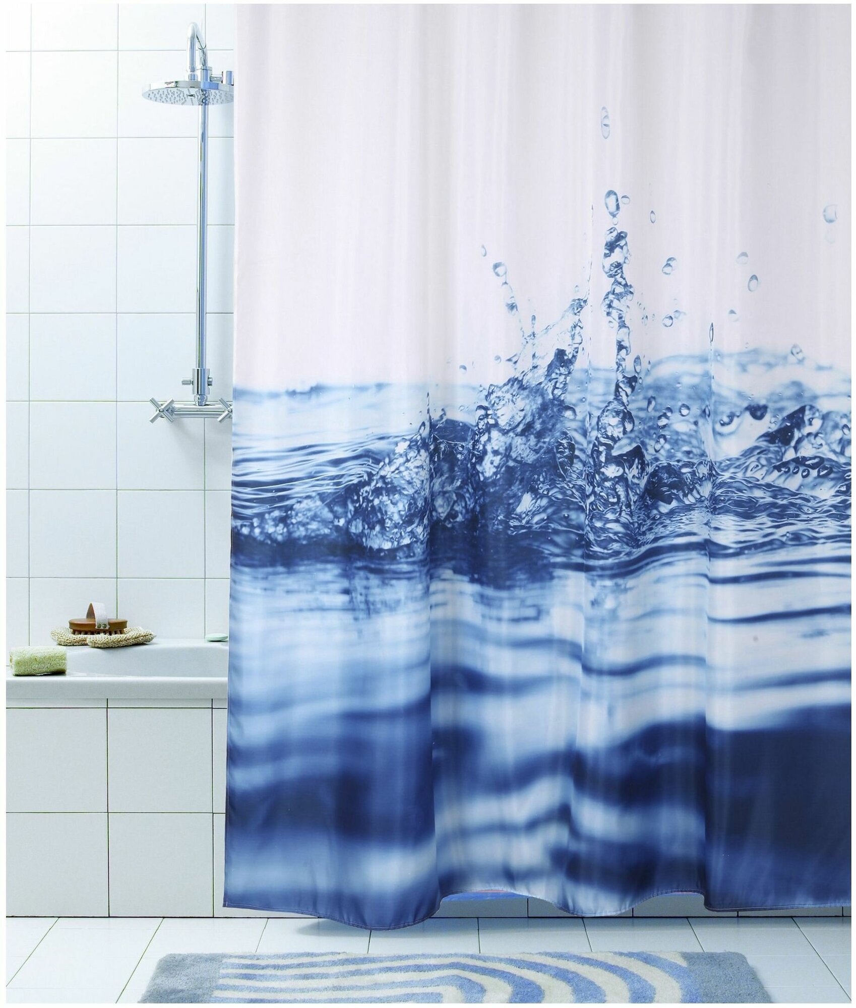 Штора для ванны Dasch Капли 180х200 см синяя