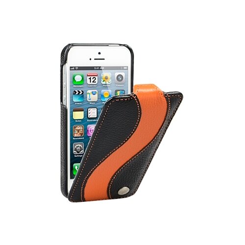 фото Чехол Melkco Jacka Type Special Edition для Apple iPhone 5/iPhone 5S/iPhone SE черный с оранжевой полосой