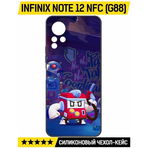 Чехол-накладка Krutoff Soft Case Brawl Stars - V8-БИТ для INFINIX Note 12 NFC (G88) черный чехол накладка krutoff soft case brawl stars v8 бит для infinix note 12 nfc g88 черный
