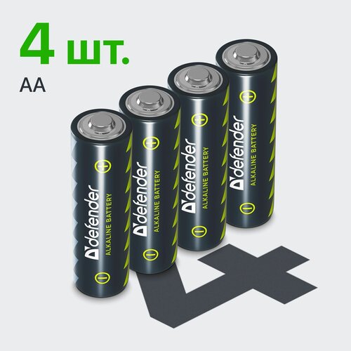 Батарейка Defender алкалиновая AA LR6, в упаковке: 4 шт. батарейка camelion plus alkaline aa r6 lr6 fr6 hr6 zr6 в упаковке 6 шт