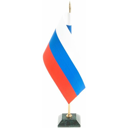 Флагшток с флагом РФ на подставке из змеевика темно-зеленый 122831