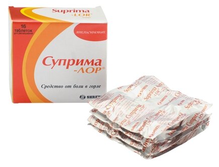 Средства От Гриппа И Простуды Суприма-ЛОР таб. д/рассас., 16 шт., апельсин