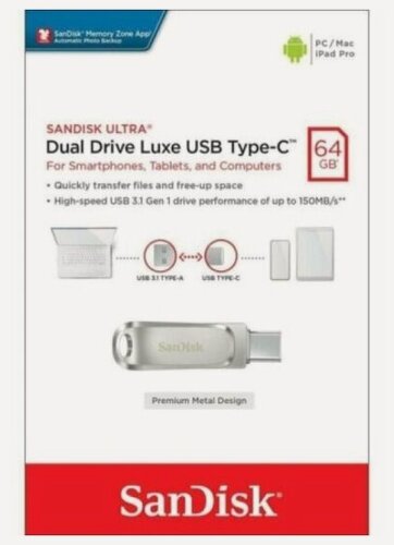 Изображение товара USB флешка Sandisk 64Gb Ultra Dual Drive Luxe USB 3.1 gen 1/ USB Type-C 150 Mb/s