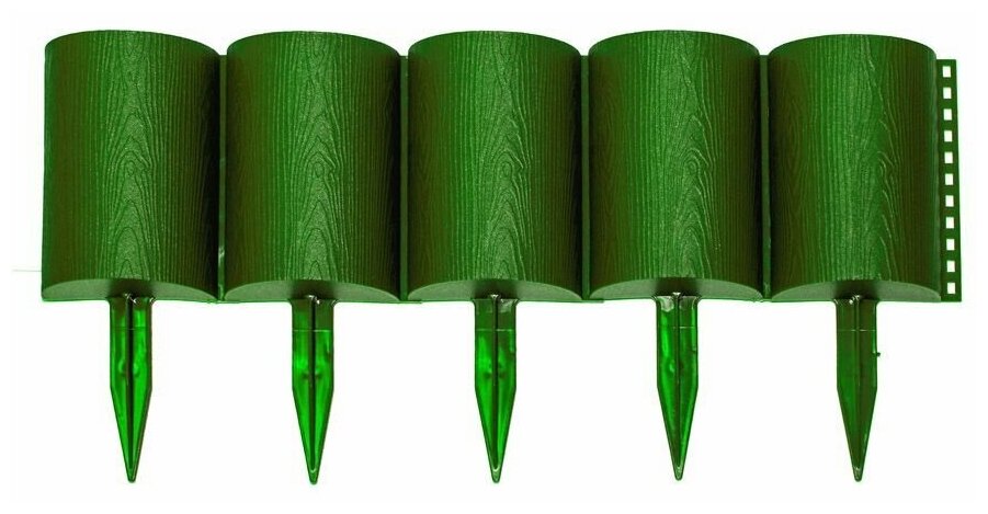 Заборчик Бревнышко зеленый (длина 1м высота 24см)