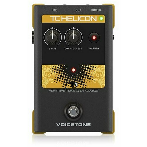 TC HELICON VoiceTone T1 Напольная вокальная педаль эффектов: компрессия, де-эссер, эквализация, преамп и эквализация студийного качества, фантомное питание, USB порт, балансные вход и выход XLR вокальный процессор tc helicon voicetone x1