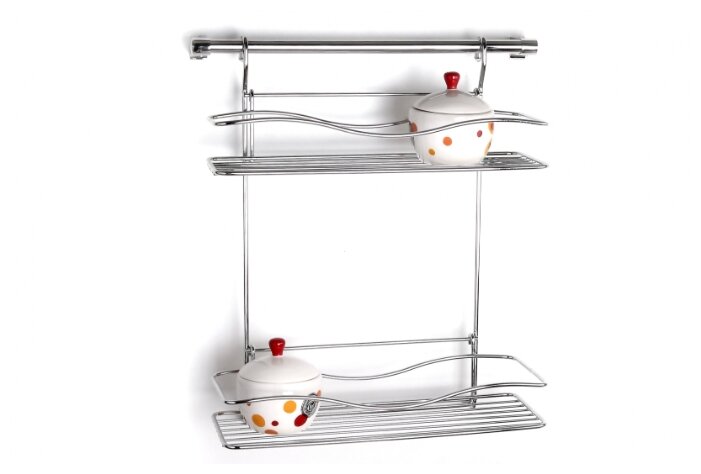 Полка под специи MG042 с рейлингом 40см 2 яруса 18*41*46 хром