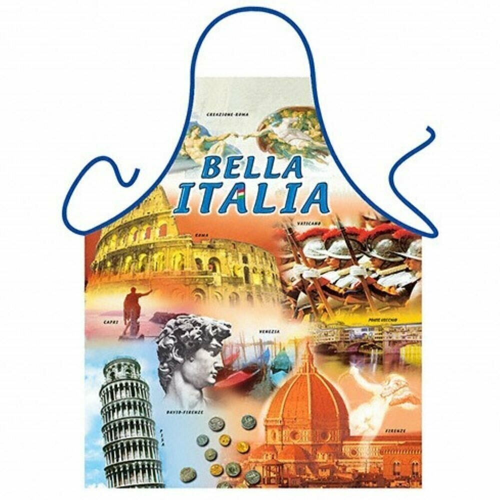 Фартук кухонный Bella Italia, рабочий, для повара, на завязках, с водооталкивающей пропиткой, с приколом 57х75 см, ITATI