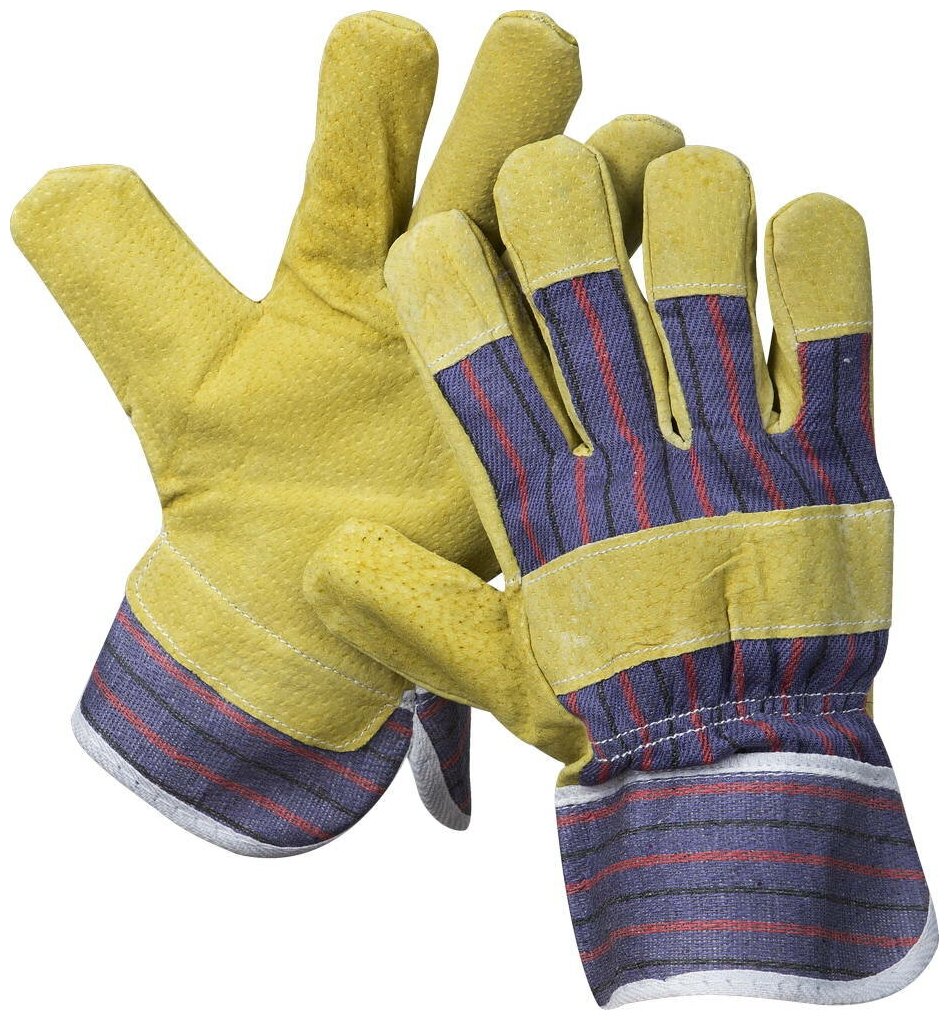 Рабочие перчатки STAYER р. XL комбинированные кожаные из спилка с тиснением (1131-XL)