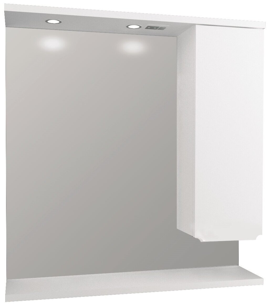 Зеркало для ванной Кода 80 Лайт Белый глянец, МДФ