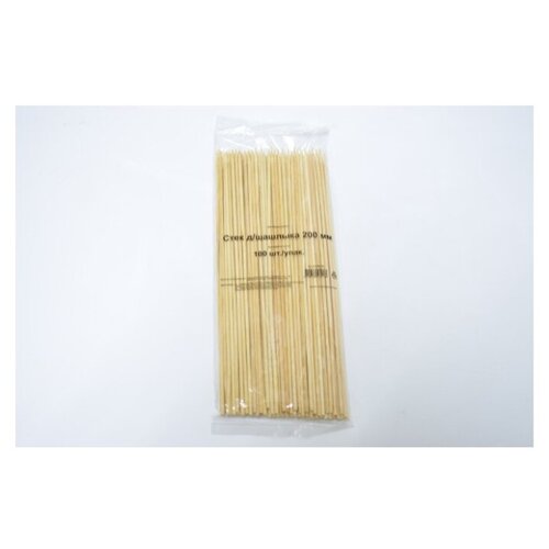 Деревянные шпажки (стеки/палочки) для шашлыка из бамбука 200мм, 100 шт/уп
